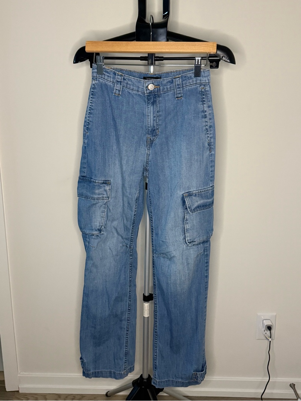 Banana Republic Barrel Cargo Jeans Light Wash Size 24/00 Regular Excellent Used